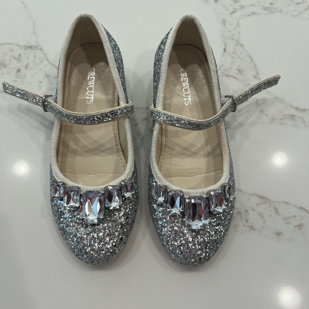 Crewcuts Glittery Silver Kids Dress Shoes